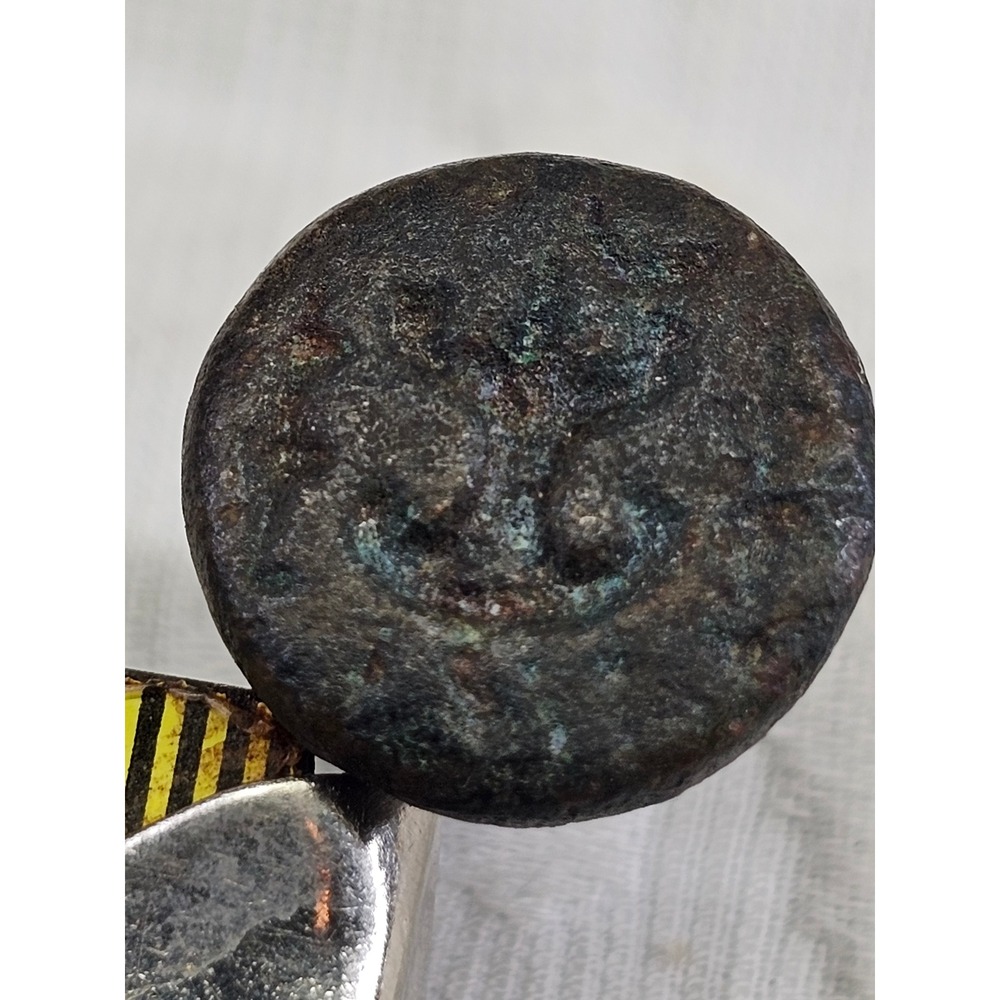 Ancient Bronze Stamp Seal Conical Pierced Pendant Rare Antique Intaglio Artifact